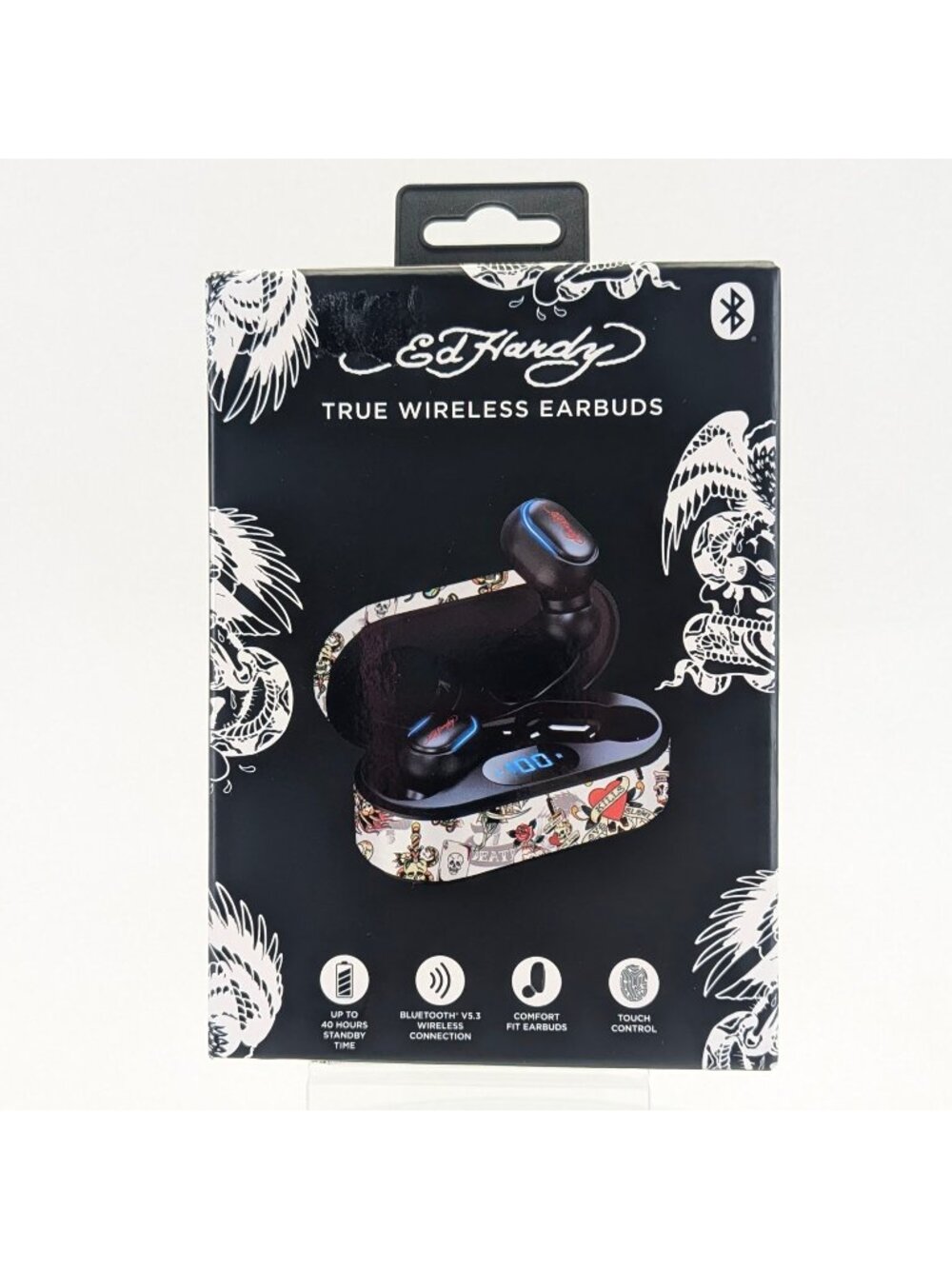 Ed Hardy True Wireless Bluetooth Earbuds/Charging Case White Love Kills Slowly